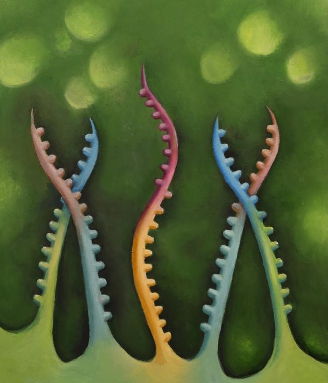 A watercolor painting depicts chimeric mRNAs. Image: Hannah Davis/Jackson Lab