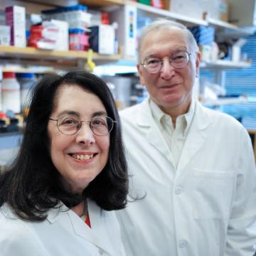 Arlene Sharpe and Gordon Freeman in lab